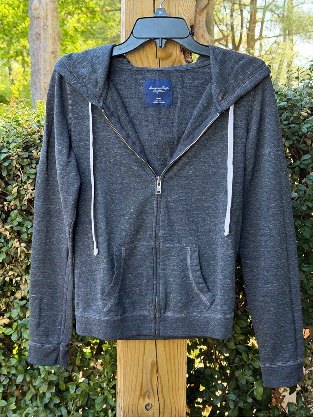 American Eagle Outfitters Dark Heather Gray Zip Hoodie